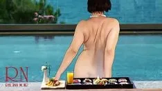 Reproduzir Regina negra. peitos provocando na piscina. hotel nudista. nudismo ao ar livre. 1
